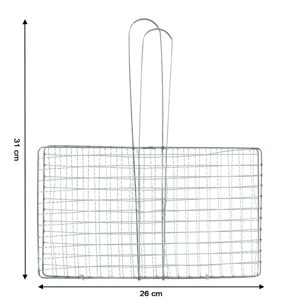 Heavy-Duty Stainless-Steel Barbecue Grill Basket (1 Pc)