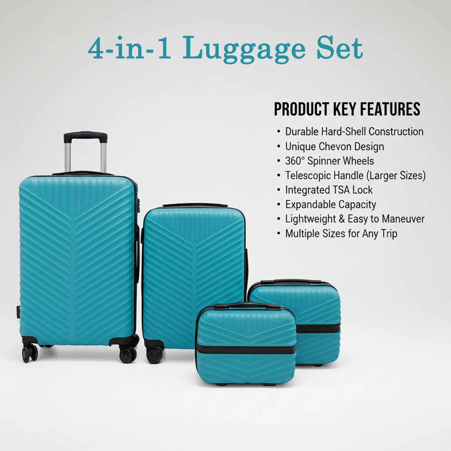 4-in-1 Luggage Set ‰ÛÒ Durable and Stylish Hard Shell Suitcase Set