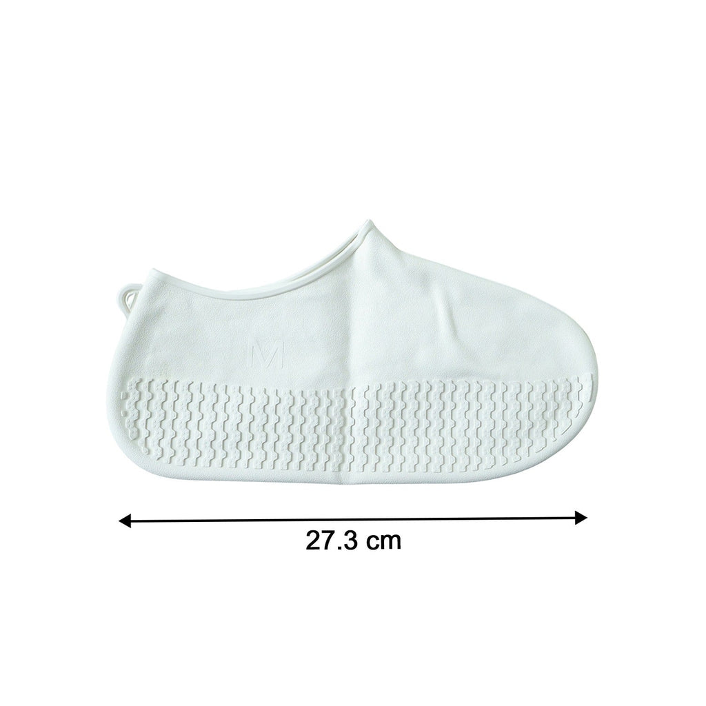 Waterproof Silicone Shoe Cover White Color (1 Pair, Medium Size)