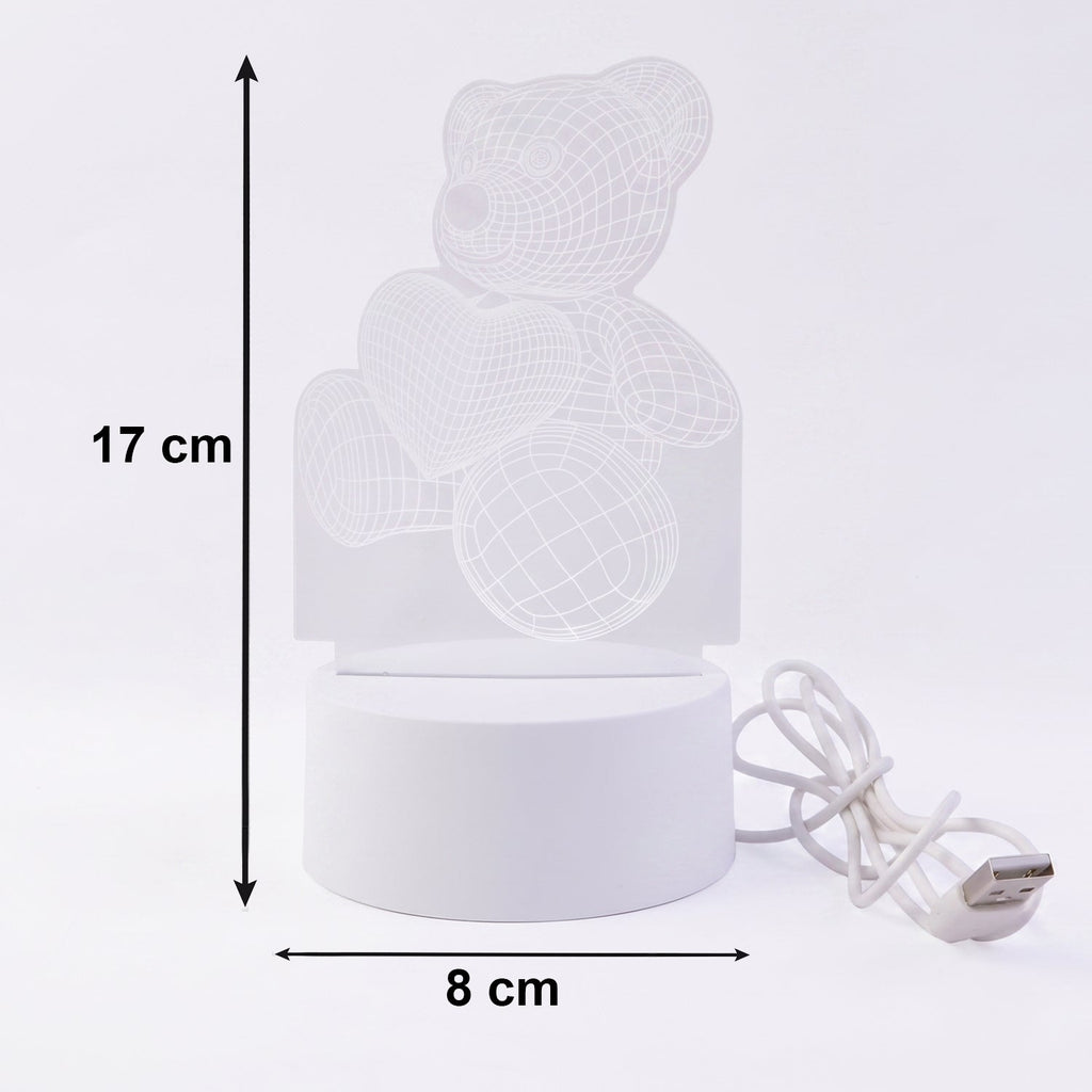 3D Teddy Bear LED Night Lamp ‰ÛÒ Soft LED Desk Light with Heart Design (1 Pc)