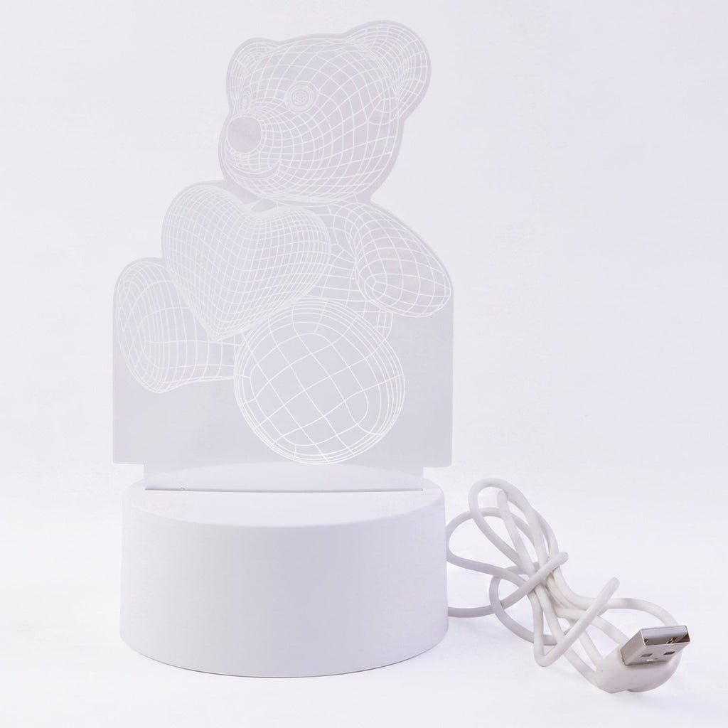 3D Teddy Bear LED Night Lamp ‰ÛÒ Soft LED Desk Light with Heart Design (1 Pc)