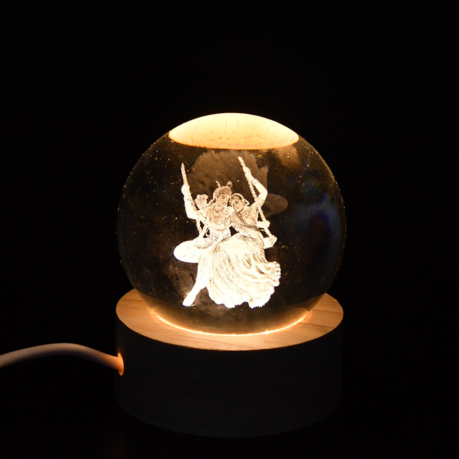 Radha Krishna 3D Crystal Ball Lamp