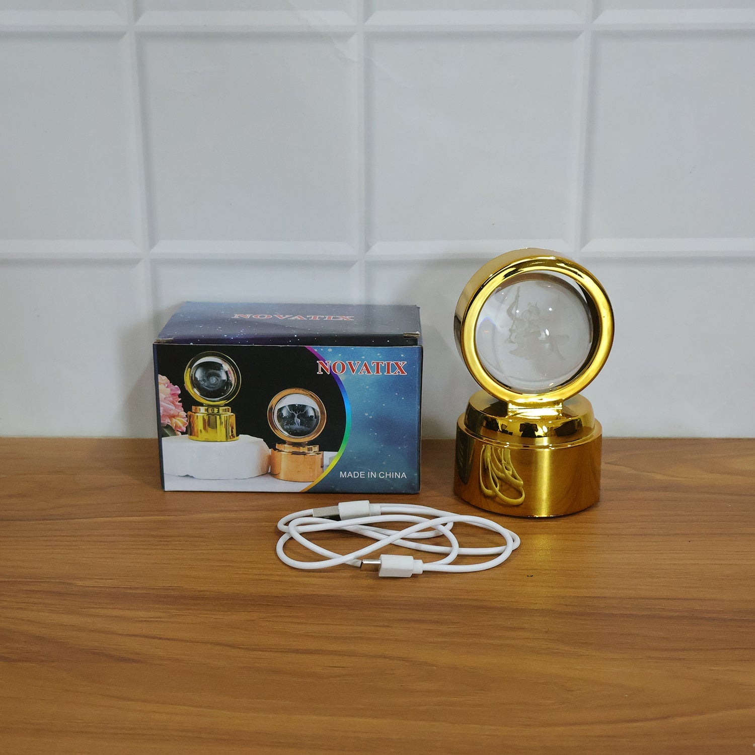 3D Religious Design Crystal Ball LED Night Lamp (1 Pc)