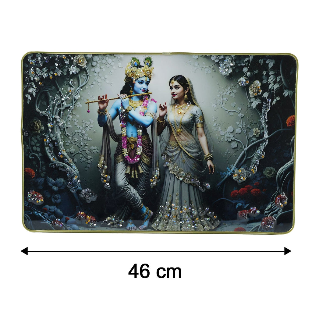 Divine Radha Krishna Flute Art Wall Frame (1 Pc, 45x30 Cm)