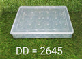 Durable plastic egg box with 24 compartments and a lid, designed for safe egg storage in the fridge