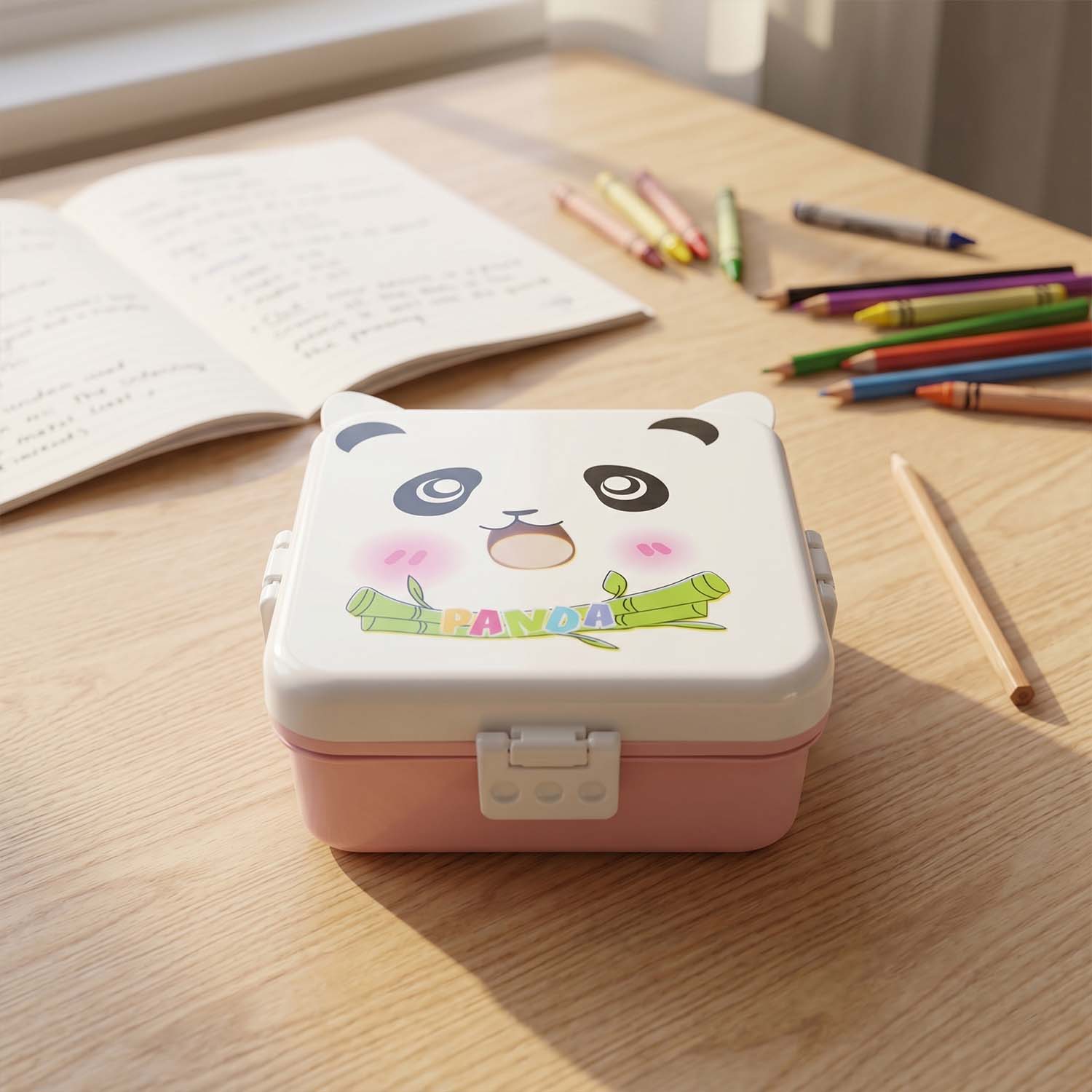 Panda Design Kids Lunch Box with Separate Compartments (1Set)